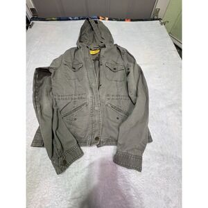 Prince & Fox Utility Cargo Military Hoodie Jacket Womens Small Green Distressed